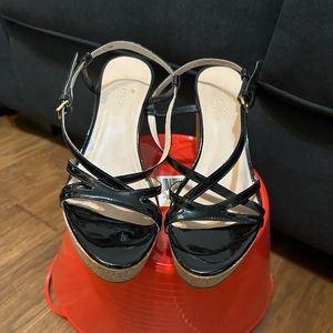 Kate Spade Black strap wedge sandal